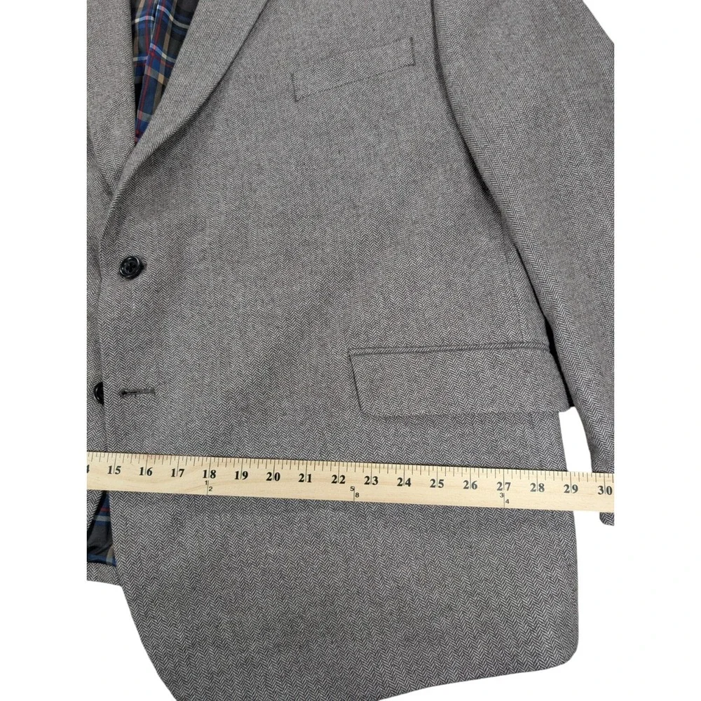 US Polo Assn Herringbone Tweed Blazer Mens 56R Gray Plaid Lined Sport Coat
